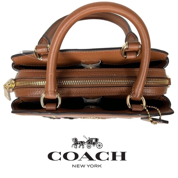 Coach Lillie Flower Floral Appliqué Rivet Brown Leather Crossbody Bag 2849 NWT - Picture 6 of 13